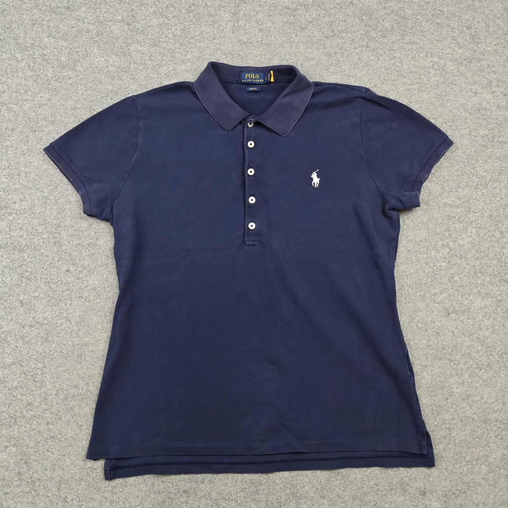 Polo Ralph Lauren Shirt Womens Small Blue Slim Fit Cotton Polo Embroidered